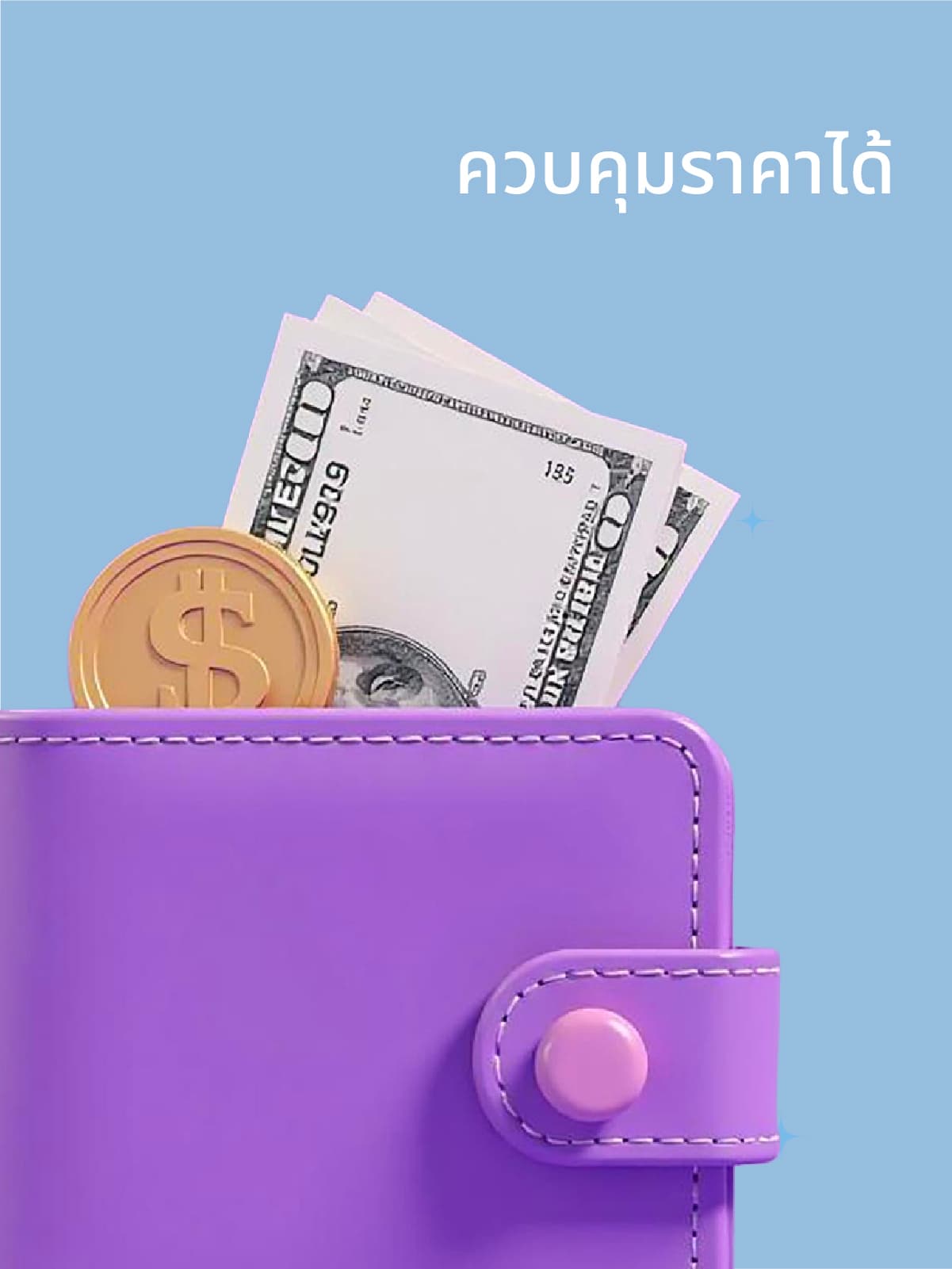 ควบคุมราคาได้ — กระเป๋าเงินกับธนบัตรและเหรียญ